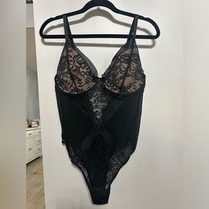 NWT Adore Me black bodysuit with open back.